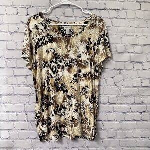 CHICOS ZENERGY SHIRT. ANIMAL PRINT SIZE 2  Soft Flowing No Wrinkle Cool‎